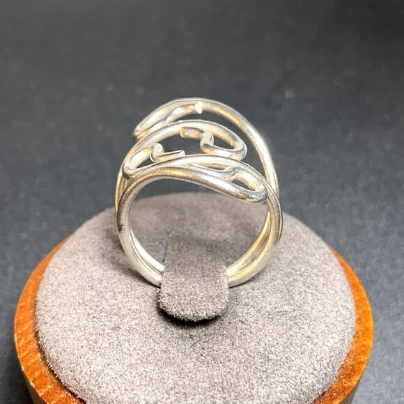 VTG Sterling Silver 925 Freeform Design Abstract Band 4.25mm Ring Size 6.25 - Picture 4 of 11